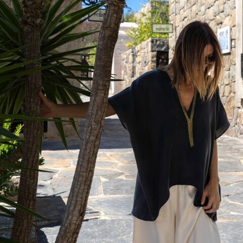 Okaliptüs V Yaka Bluz