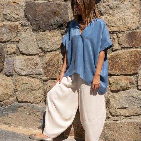 Okaliptüs V Yaka Bluz