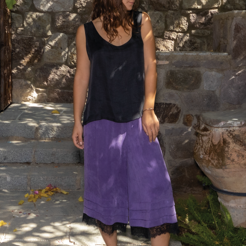 Okaliptüs Paçası Dantelli Kapri